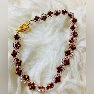 Red Dk Gold Nugget Silver Bracelet New Size 7.25 inches